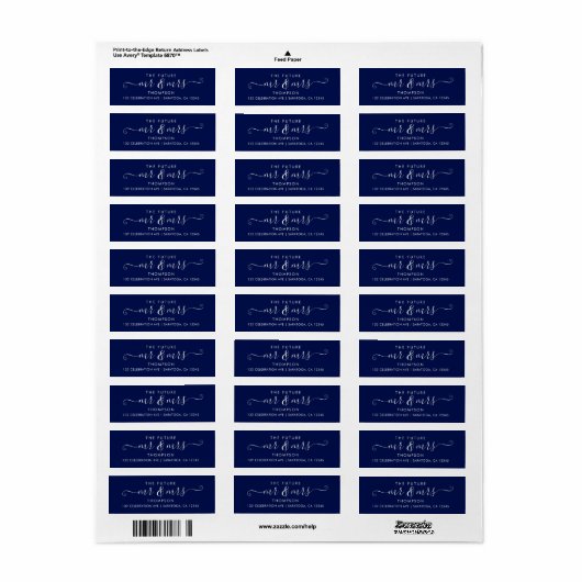 Moderne Script Chic Zukunft MR und MRS Navy Blue (Vorne)