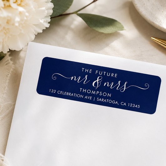 Moderne Script Chic Zukunft MR und MRS Navy Blue