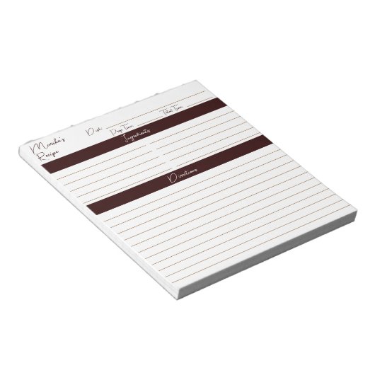 Moderne Script Chocolate Brown Mix Rezepte Notizblock (angewinkelt)