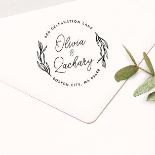 Moderne Script Circular Wedding Address Gummistempel