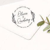 Moderne Script Circular Wedding Address Gummistempel