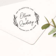 Moderne Script Circular Wedding Address