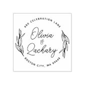 Moderne Script Circular Wedding Address Gummistempel (Prägung)