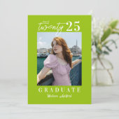 Moderne Script Citrus Foto Graduation Party Einladung (Stehend Vorderseite)