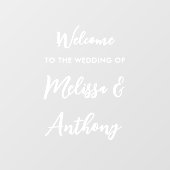 Moderne Script Couple Names Wedding Willkommen Fensteraufkleber (Blatt)