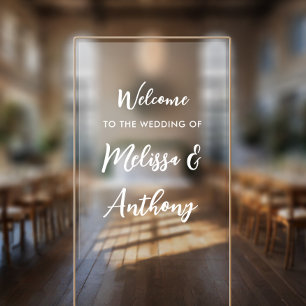 Moderne Script Couple Names Wedding Willkommen Fensteraufkleber