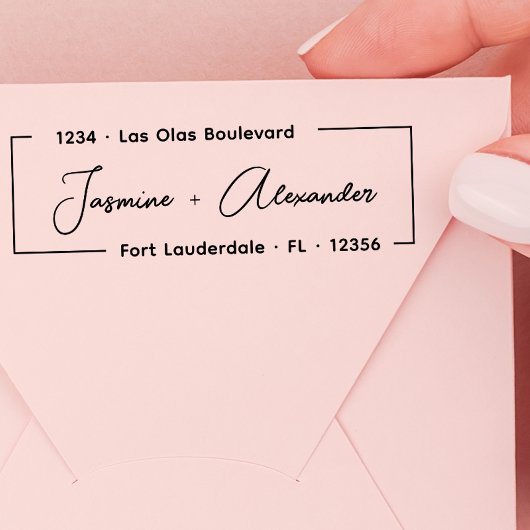 Moderne Script Couple Wedding Rücksendeadresse Permastempel