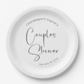 Moderne Script Couples Dusche Pappteller (Vorderseite)