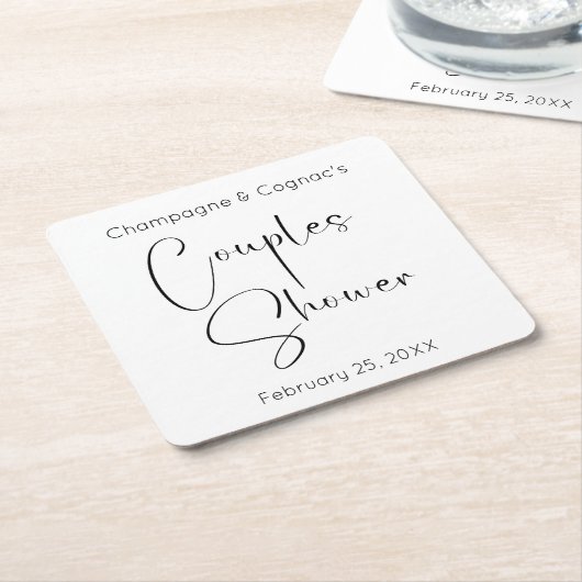 Moderne Script Couples Dusche Rechteckiger Pappuntersetzer (angewinkelt)