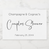 Moderne Script Couples Dusche Schaumweinetikett (Einzelnes Label)
