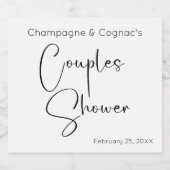 Moderne Script Couples Dusche Schaumweinetikett (Einzelnes Label)