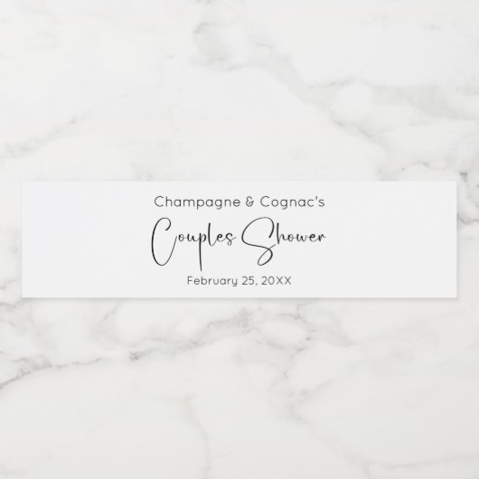 Moderne Script Couples Dusche Wasserflaschenetikett (Einzelnes Label)