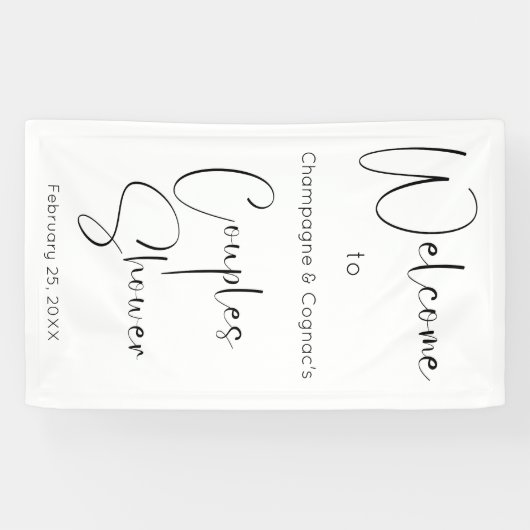 Moderne Script Couples Dusche Willkommen Banner (Horizontal)