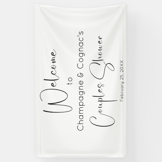 Moderne Script Couples Dusche Willkommen Banner (Vertikal)