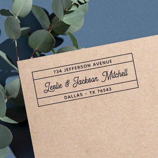 Moderne Script Coupname Rücksendeadresse Permastempel