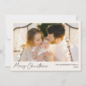 Moderne Script Cream Frohe Weihnachten Foto (Vorderseite)