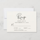 Moderne Script Cream Wedding RSVP Karte (Vorderseite)