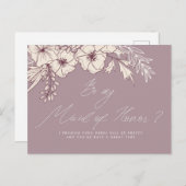 Moderne Script Creme Floral Trauzeugin Postkarte (Vorne/Hinten)