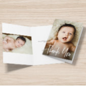 Moderne Script Custom Baby Dusche Fotos Dankeskarte