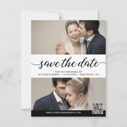 Moderne Script Custom Fotos Digitale Hochzeit Einladung (Vorderseite)