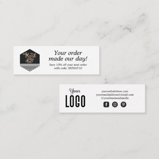 Moderne Script Custom Order Danke Card Mini Visitenkarte (Vorne/Hinten)