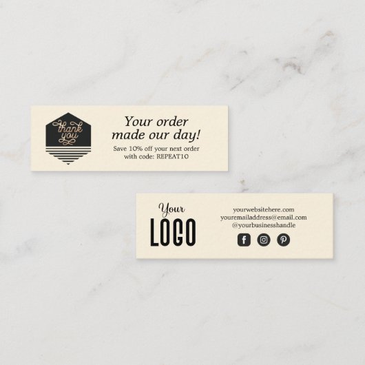 Moderne Script Custom Order Danke Card Mini Visitenkarte (Vorne/Hinten)