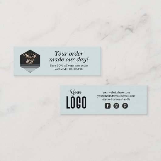 Moderne Script Custom Order Danke Card Mini Visitenkarte (Vorne/Hinten)