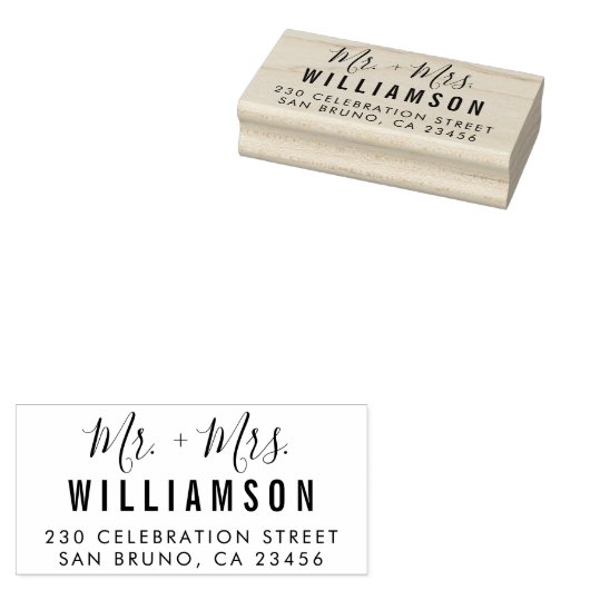 Moderne Script Custom Wedding Names Rücksendeadres Gummistempel (Stempel)