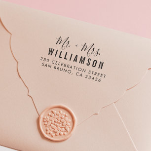 Moderne Script Custom Wedding Names Rücksendeadres Gummistempel