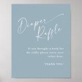 Moderne Script Diaper Raffle Blue Baby Dusche Poster (Vorne)