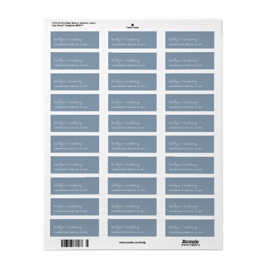 Moderne Script Dusty Blue Minimalistic Wedding (Vorne)