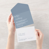 Moderne Script Dusty Blue Minimalistic Wedding