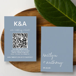 Moderne Script Dusty Blue Minimalistic Wedding Begleitkarte