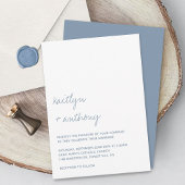 Moderne Script Dusty Blue Minimalistic Wedding Einladung
