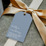 Moderne Script Dusty Blue Minimalistic Wedding Geschenkanhänger<br><div class="desc">Feiern Sie stilvoll mit diesen modernen und sehr trendigen Hochzeitsgeschenktafeln. Dieses Design lässt sich einfach mit Ihrer speziellen Veranstaltungssprache personalisieren und Ihre Gäste werden begeistert sein,  wenn sie diese fantastischen Geschenketiketten erhalten. Matching-Elemente finden Sie in der Auflistung.</div>