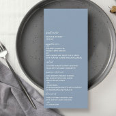Moderne Script Dusty Blue Minimalistic Wedding Menükarte