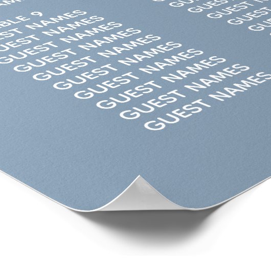 Moderne Script Dusty Blue Minimalistic Wedding Poster (Ecke)