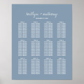 Moderne Script Dusty Blue Minimalistic Wedding Poster (Vorne)
