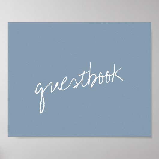 Moderne Script Dusty Blue Minimalistic Wedding Poster (Vorne)