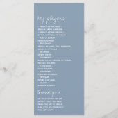 Moderne Script Dusty Blue Minimalistic Wedding Programm (Rückseite)