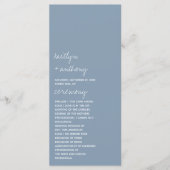 Moderne Script Dusty Blue Minimalistic Wedding Programm (Vorderseite)