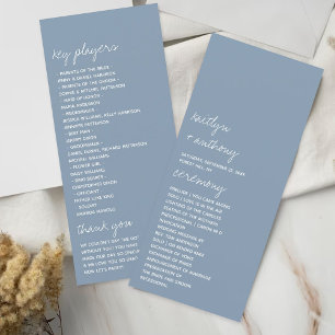 Moderne Script Dusty Blue Minimalistic Wedding Programm