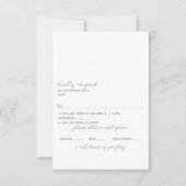 Moderne Script Dusty Blue Minimalistic Wedding RSVP Karte (Vorderseite)
