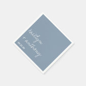 Moderne Script Dusty Blue Minimalistic Wedding Serviette (Ecke)