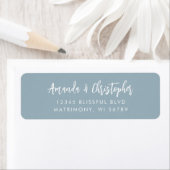 Moderne Script Dusty Blue Wedding Rücksendeadresse (Insitu)