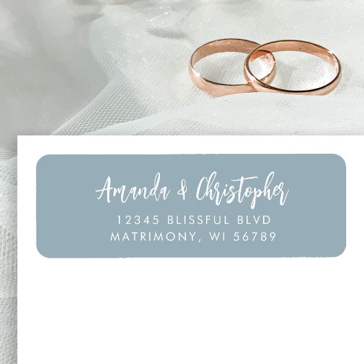 Moderne Script Dusty Blue Wedding Rücksendeadresse
