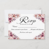 Moderne Script Dusty Pink Floral Wedding RSVP Card Karte (Vorderseite)
