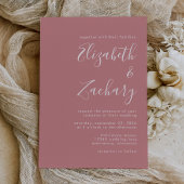 Moderne Script Dusty Rose Hochzeit Einladung