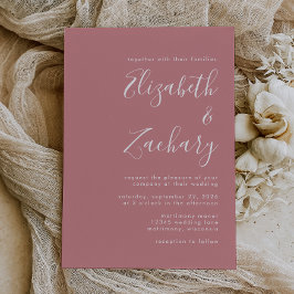Moderne Script Dusty Rose Hochzeit Einladung