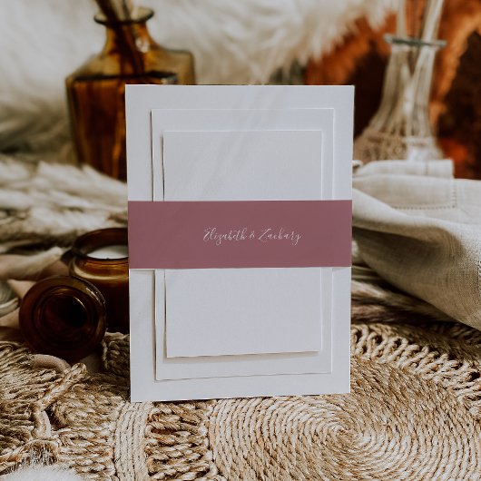Moderne Script Dusty Rose Hochzeit Einladungsbanderole